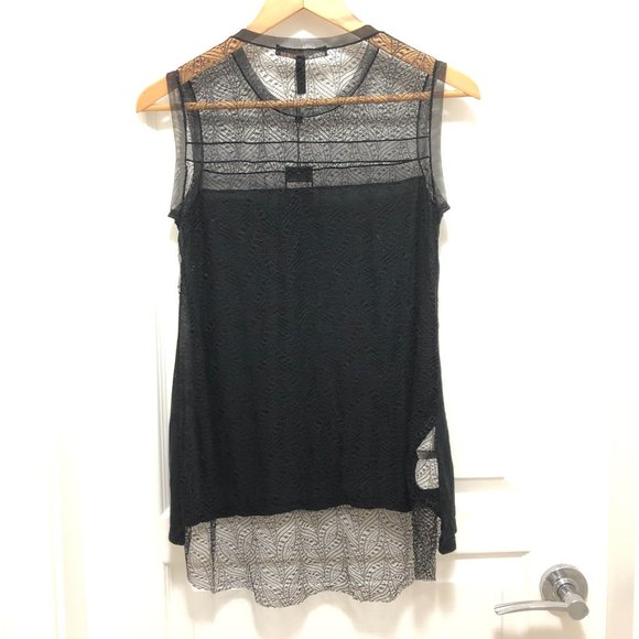 COPY - *BRAND NEW* BCBGMaxAzria (Lexi) Mesh Lace High Low Sheer Top - Size XS - Picture 6 of 8